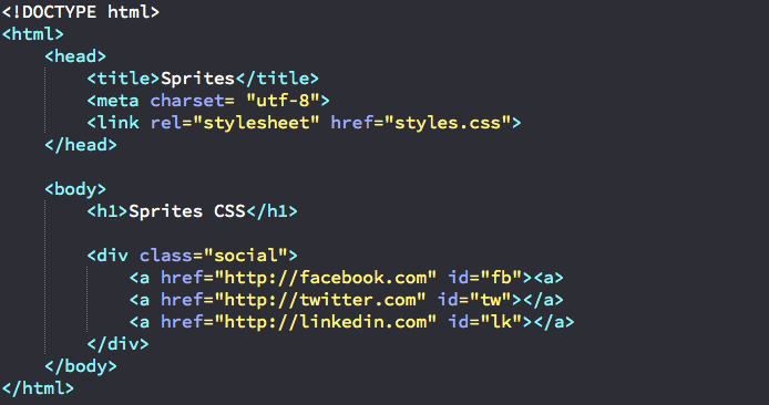 Création de liens en HTML pour utilisation de sprites CSS
