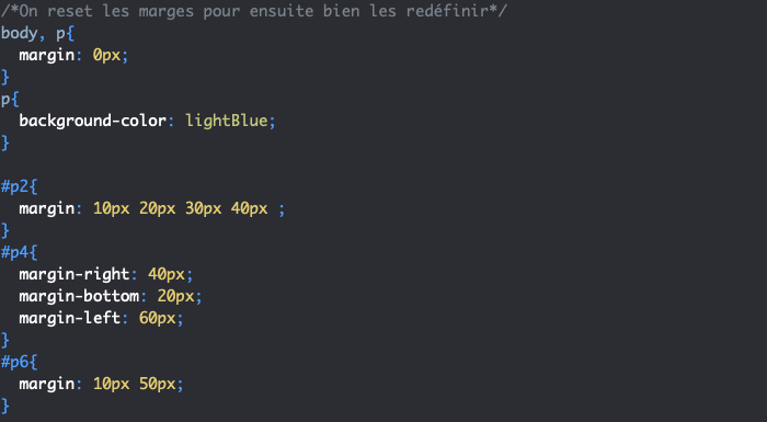 Ajout de marges externes différentes de chaque côté avec margin en CSS
