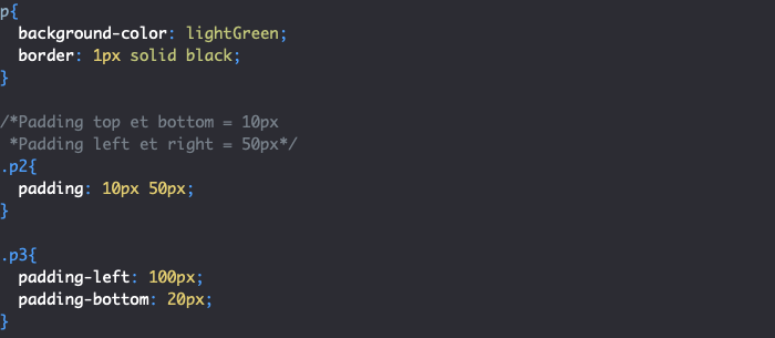 Ajout de marges internes en CSS avec padding top right bottom left