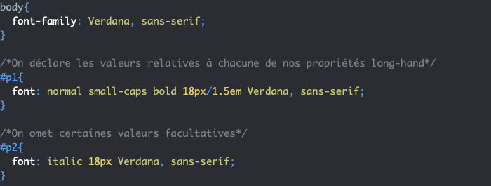 Utilisation de la propriété CSS raccourcie font