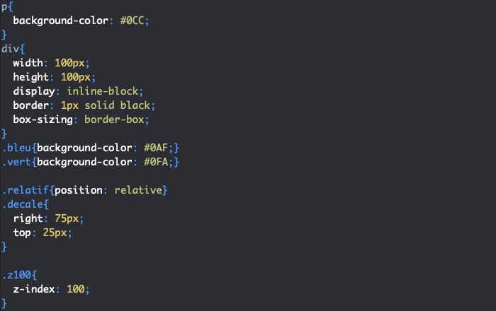 Utilisation de la propriété CSS z-index