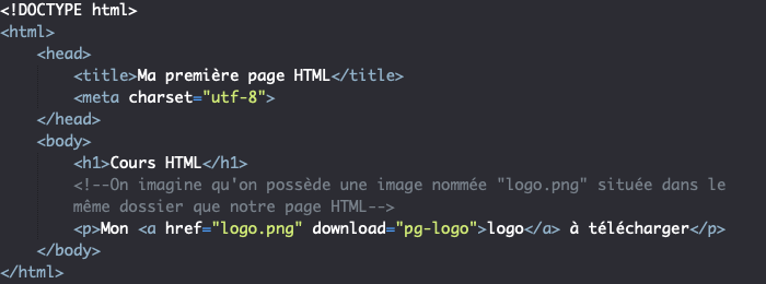 Utilisation de l'élément HTML a pour faire télécharger un fichier