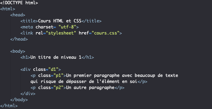 Support HTML exemple de problème de dépassement avec width avec contenu qui sort des bordures