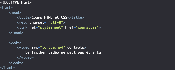 Utilisation d'un élément HTML video pour insérer de la vidéo dans nos pages
