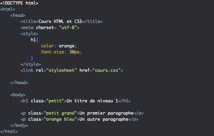 Définition d'attributs HTML pour créer un conflit de style