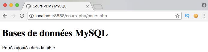 On utilise insert into pour insérer une entrée dans la base de données avec PDO en PHP