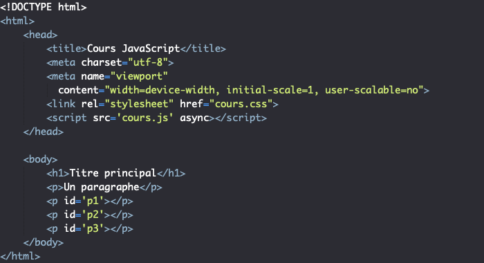 Support HTML pour exemple d'accès aux membres d'une objet littéral JavaScript