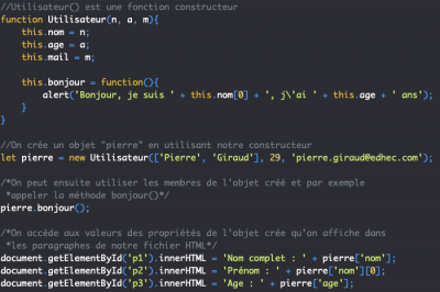 Définition et création d'un constructeur d'objets en JavaScript ...