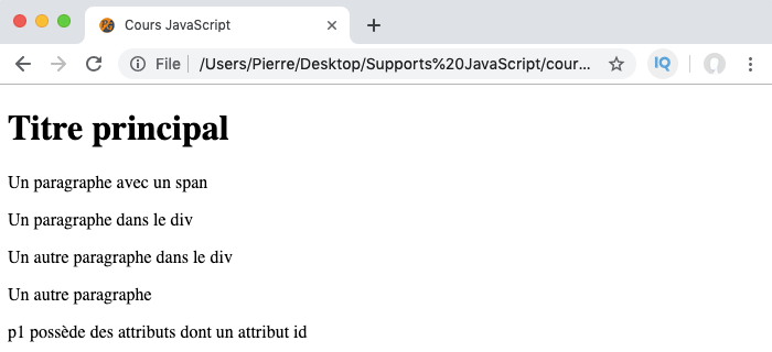 Exemple d'utilisation des méthodes JavaScript DOM hasAttributes et hasAttribute pour tester la présence d'attributs