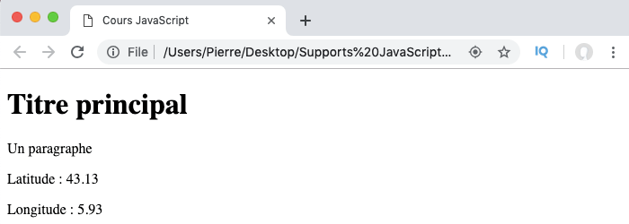 On récupère la position de l'utilisateur avec Navigator et Geolocation en JavaScript