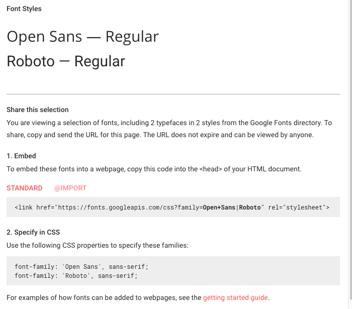 Télécharger les liens des polices Google Font