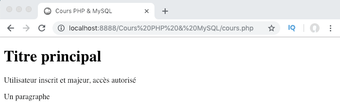 Exemple d'imbrication de conditions en PHP et résultat