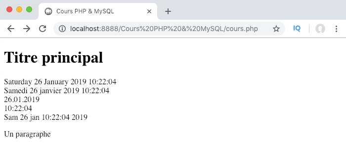Utilisation des fonctions setlocale et strftime pour passer une date PHP au format local