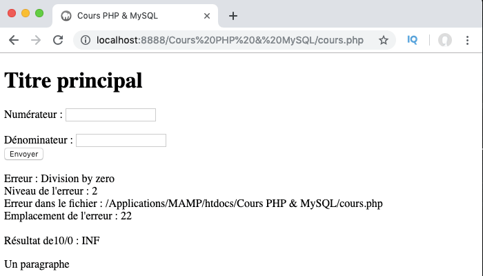 Déclenchement, capture et gestion des exceptions PHP : try, throw ...