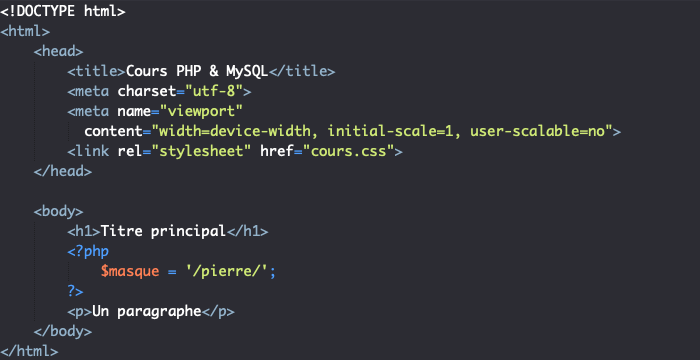 Exemple d'écriture d'une expression régulière ou rationnelle en PHP