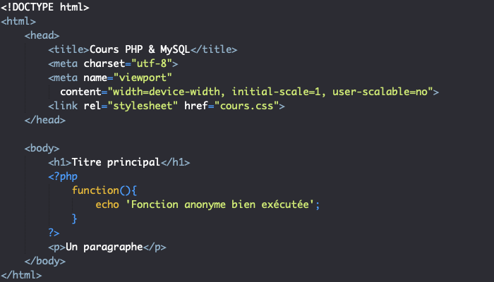 Exemple et syntaxe de création d'une fonction anonyme en PHP