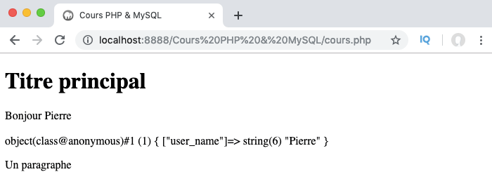 Création d'une classe anonyme en PHP