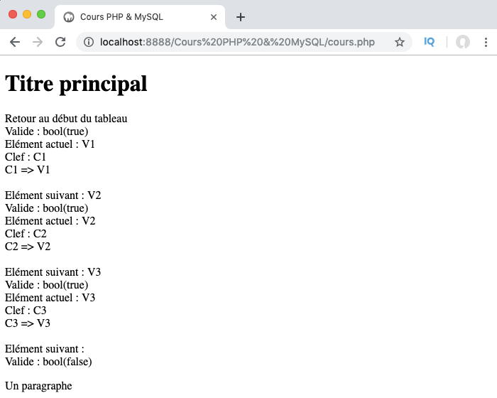 On utilise l'interface iterator pour parcourir des objets en PHP