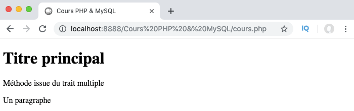 Exemple d'utilisation de insteadof pour gérer les conflits entre traits en PHP objet