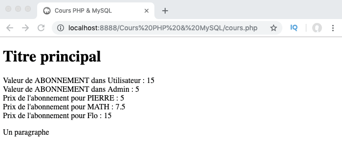 Exemple d'utilisation d'une constante de classe depuis l'extérieur de la classe en PHP 