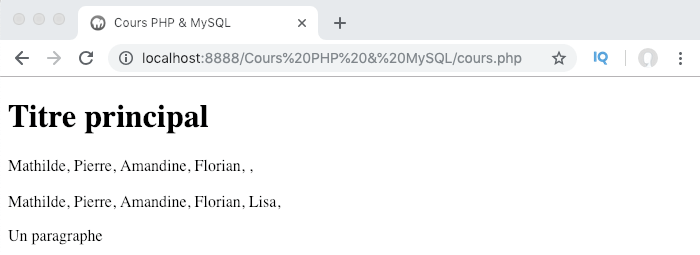 On utilise une boucle PHP foreach pour parcourir notre tableau numéroté