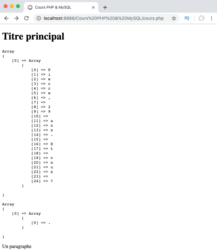Présentation et exemple d'utilisation du métacaractère point des expressions régulières PHP