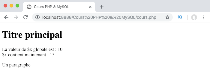 Exemple de variable à portée globale en PHP