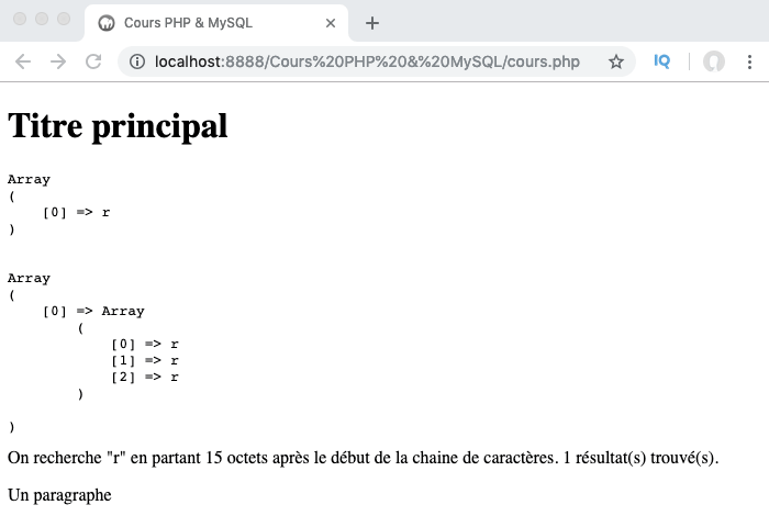 Exemple d'utilisation de la fonction PHP preg_match