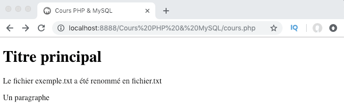 Renommer un fichier en PHP avec la fonction rename