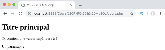 Résultat de l'utilisation d'une condition if en PHP dans le cas où le test est évalué à false