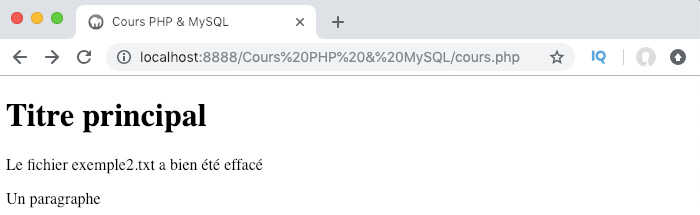 Supprimer un fichier en PHP avec la fonction unlink