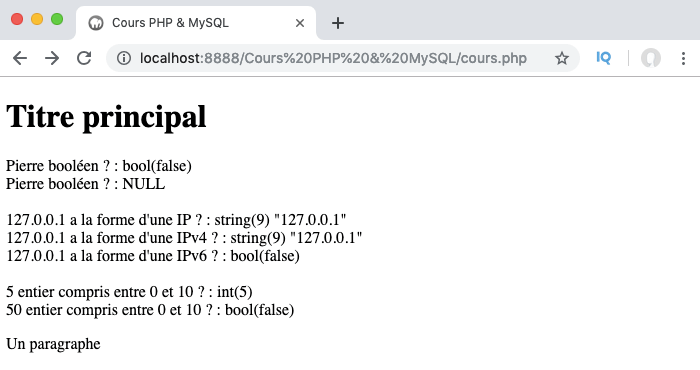 Liste et exemple d'utilisation des drapeaux ou options des filtres en PHP