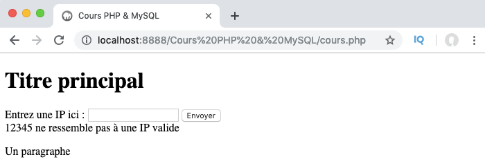 Utilisation des filtres PHP pour valider une IP
