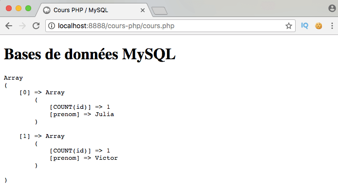 Présentation et exemple d'utilisation de l'instruction SQL having avec PDO PHP