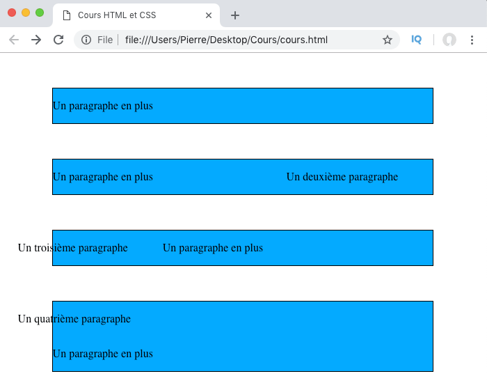 Illustration de l'interaction entre display position et float en CSS
