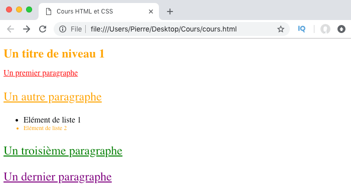 La précision des sélecteurs CSS détermine leur ordre d'application