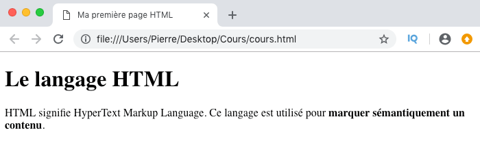 Résultat visuel de l'utilisation d'un élément HTML strong