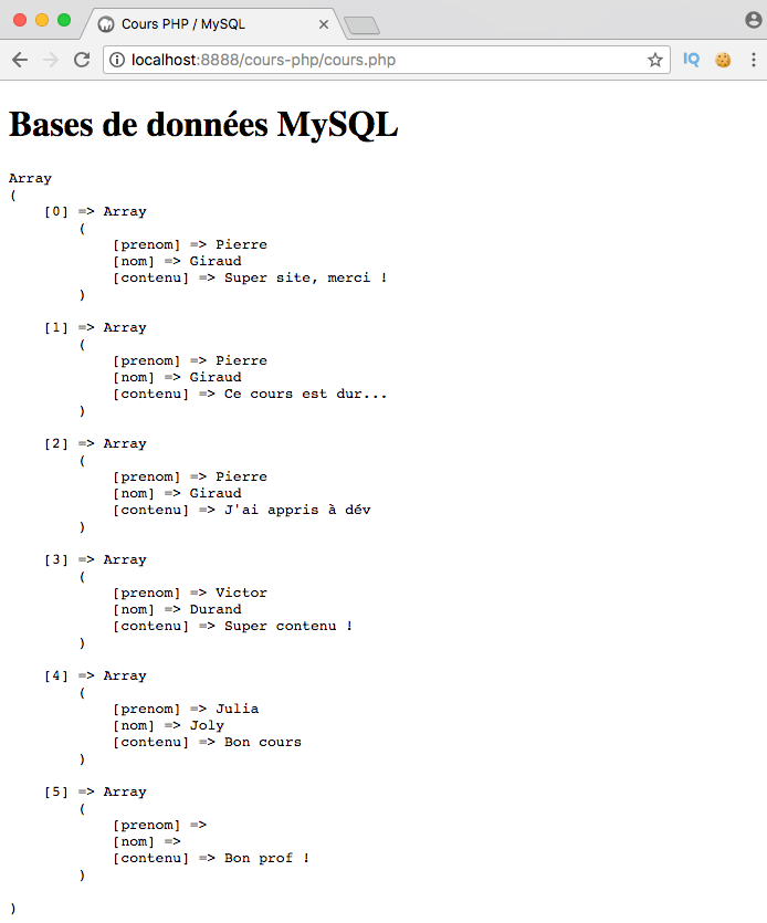 Exemple de création d'un right outer join SQL avec PDO PHP