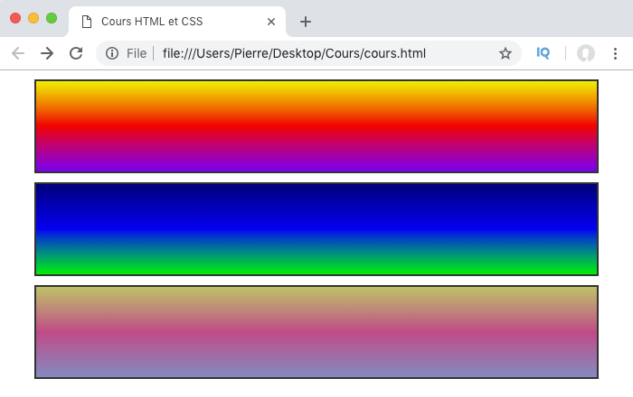 On applique plusieurs dégradés en CSS en fond d'un même élément HTML