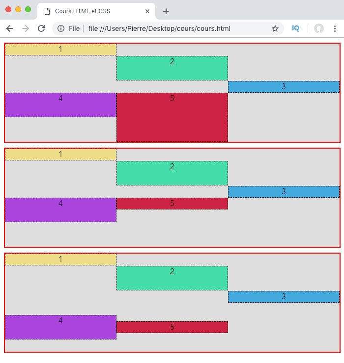 On aligne les éléments d'une grille individuellement dans l'axe de bloc avec la propriété CSS align-self