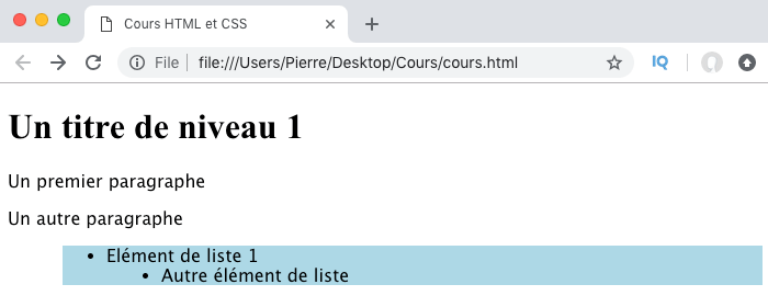 Illustration de la notion d'héritage en CSS