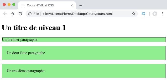 Résultat exemple d'ajout de marges internes en CSS avec padding