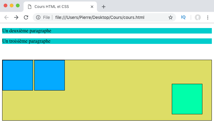 Résultat de l'utilisation de position absolute en CSS