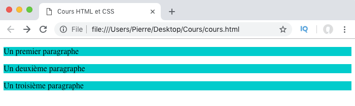 Résultat de l'utilisation de position static en CSS