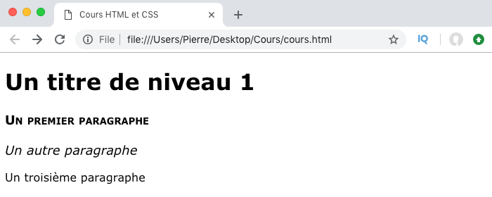 Résultat exemple d'utilisation de font CSS