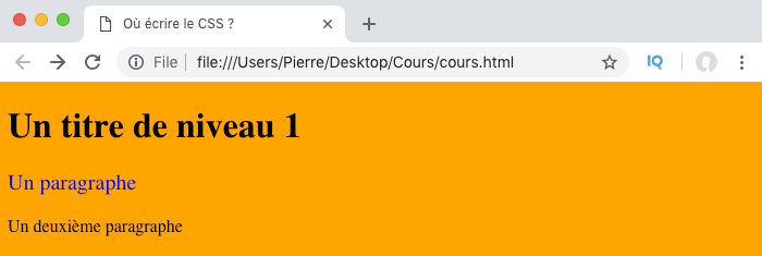 Application des styles CSS définis dans l'attribut style au fichier HTML