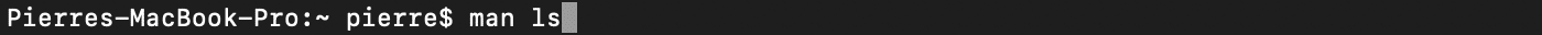 Utilisation de la commande man ls pour afficher le manuel de ls avec bash