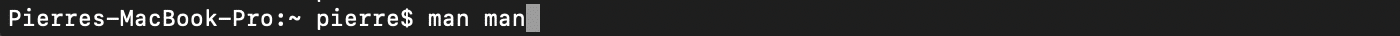 Utilisation de la commande man pour afficher le manuel de man
