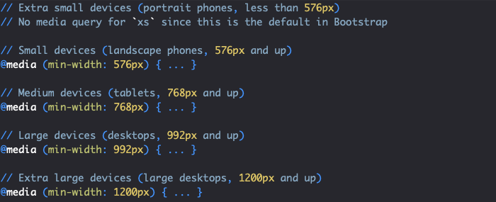 Règles media CSS relatives aux breakpoint Bootstrap