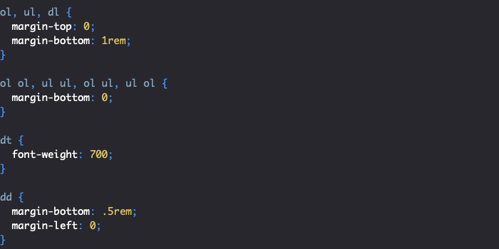 Styles reboot Bootstrap des listes